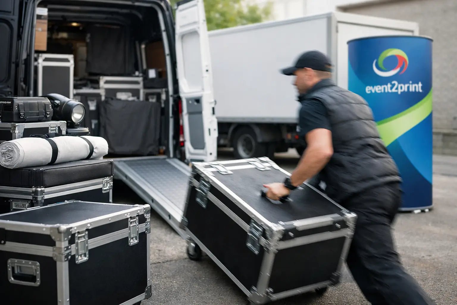 Raske leveranser av messeutstyr som holder - event2print